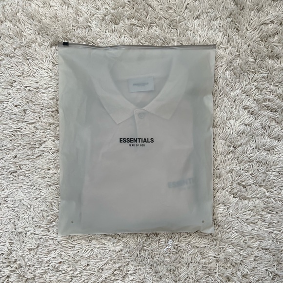 Fear of God Essentials Core Collection Long Sleeve Polo Medium String/Tan - Picture 8 of 10